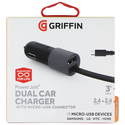 Griffin PowerJolt Dual Car Charger w/ Micro-USB Connector - Black / Gray Cell Phone - Chargers & Cradles Griffin - Simple Cell Bulk Wholesale Pricing - USA Seller