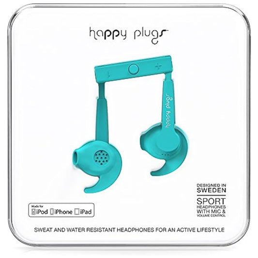 Happy Plugs 3.5mm Wired Sport MFI In-Ear Headphones - Turquoise (7756) Cell Phone - Headsets Happy Plugs - Simple Cell Bulk Wholesale Pricing - USA Seller