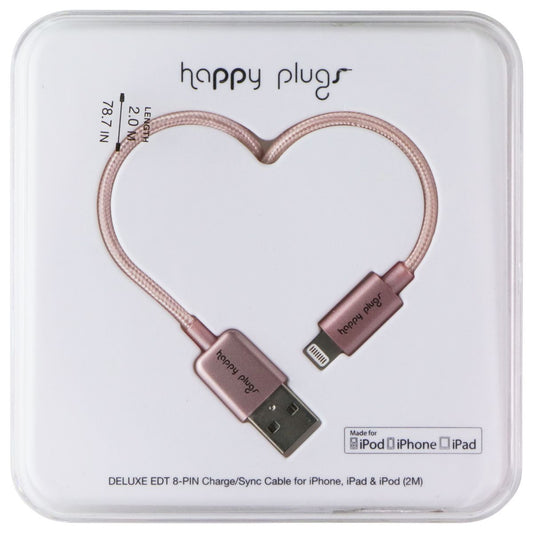 Happy Plugs (2m) Charge/Sync Cable - Lightning 8-Pin to USB-A - Pink Gold (9932) Cell Phone - Cables & Adapters Happy Plugs - Simple Cell Bulk Wholesale Pricing - USA Seller