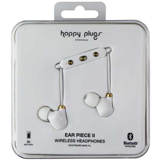 Happy Plugs Ear Piece II Wireless Bluetooth Headphones - White/Gold Portable Audio - Headphones Happy Plugs - Simple Cell Bulk Wholesale Pricing - USA Seller
