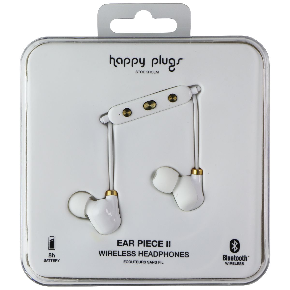 Happy Plugs Ear Piece II Wireless Bluetooth Headphones - White/Gold Portable Audio - Headphones Happy Plugs    - Simple Cell Bulk Wholesale Pricing - USA Seller