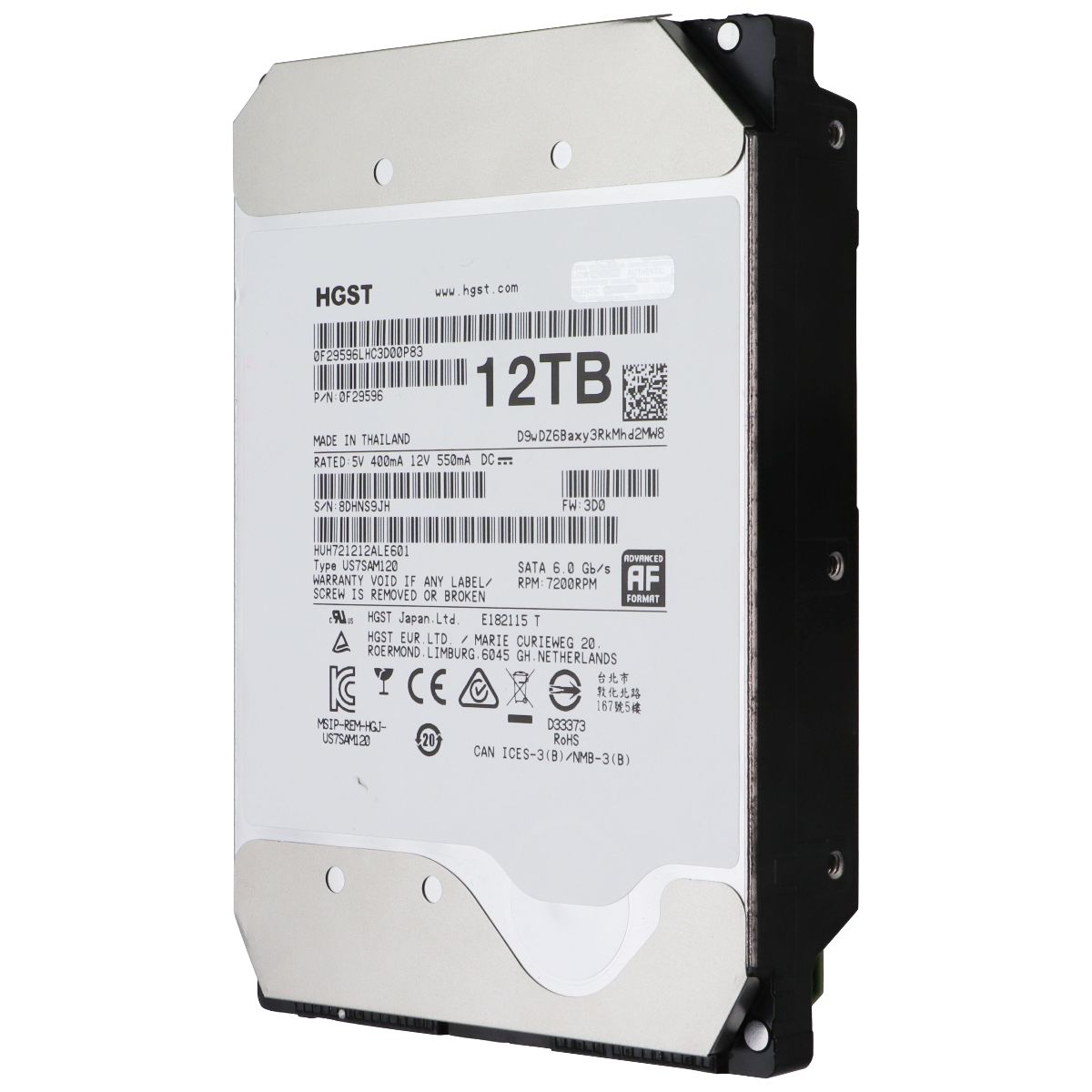 HGST (12TB) Ultrastar He12 Internal HDD - 7200 RPM 256MB SATA (HUH721212ALE601)