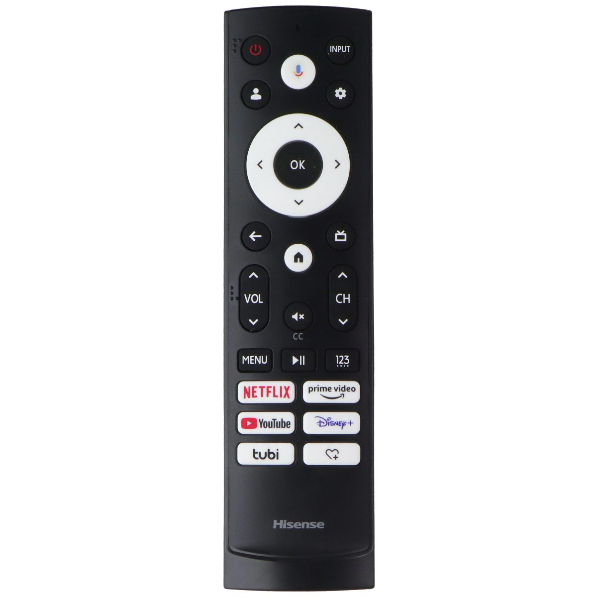 Hisense Voice Remote (ERF3AG90H) w/ Netflix/Prime/YouTube/Disney+/Tubi/Heart+ TV, Video & Audio Accessories - Remote Controls Hisense - Simple Cell Bulk Wholesale Pricing - USA Seller