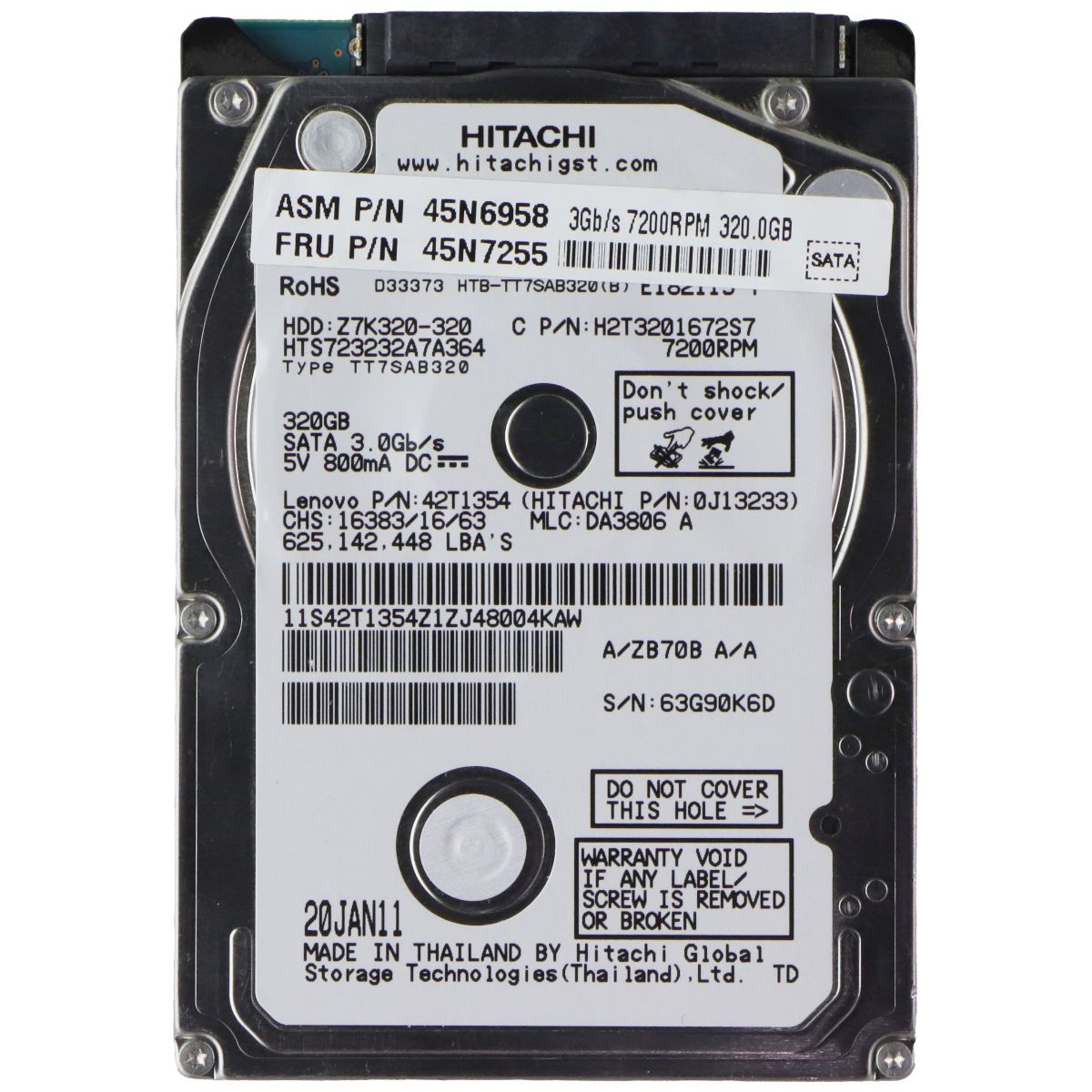 Hitachi Travelstar Z7K320 H2T3201672S7 SATA II 3.0Gbps 320GB 2.5-inch HDD