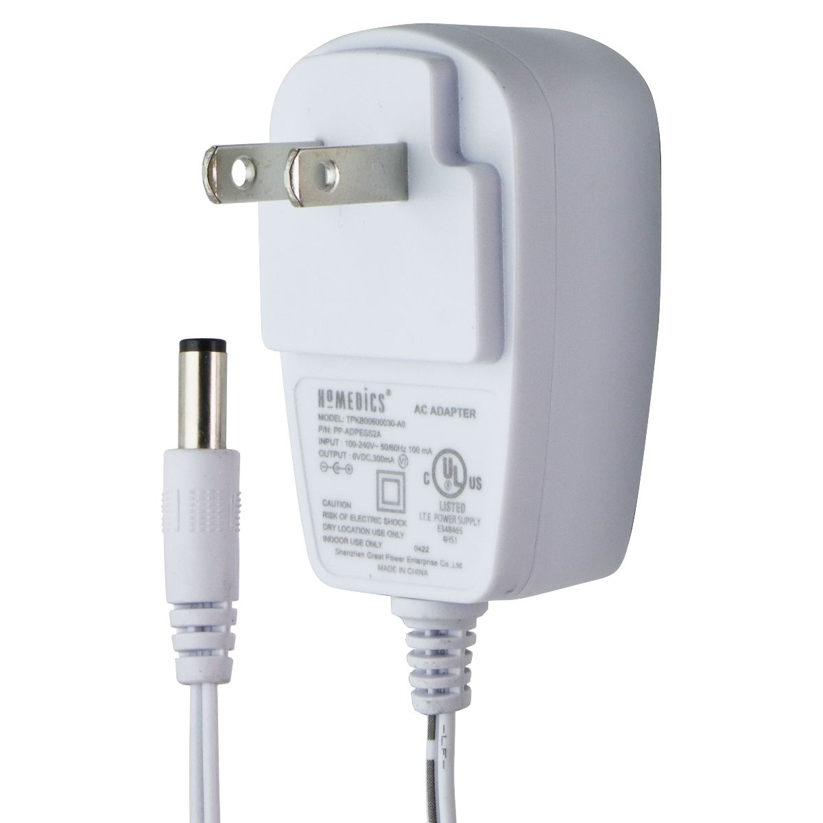 Homedics 6V/300mA AC Adapter TPKB00600030-AD - White Multipurpose Batteries & Power - Multipurpose AC to DC Adapters Homedics - Simple Cell Bulk Wholesale Pricing - USA Seller