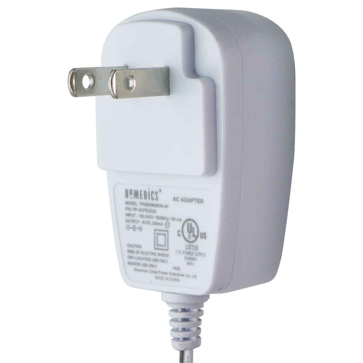 Homedics 6V/300mA AC Adapter TPKB00600030-AD - White Multipurpose Batteries & Power - Multipurpose AC to DC Adapters Homedics - Simple Cell Bulk Wholesale Pricing - USA Seller