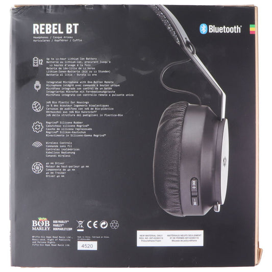 Marley Rebel Wireless Bluetooth On Ear Headphones w/ Mic - Black, Large Portable Audio - Headphones House Of Marley - Simple Cell Bulk Wholesale Pricing - USA Seller
