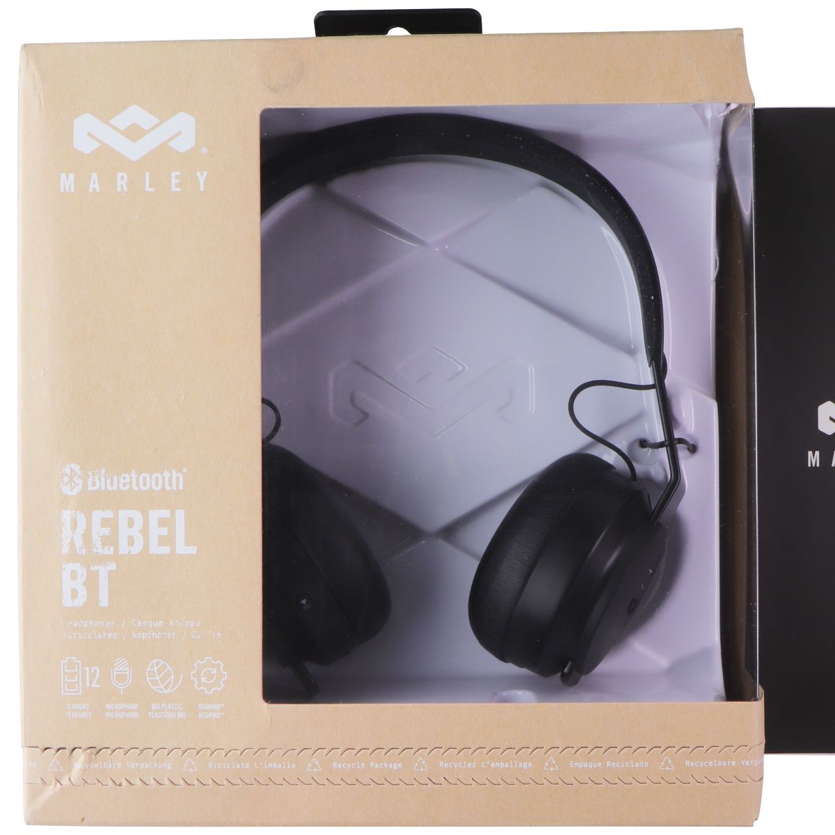 Marley Rebel Wireless Bluetooth On Ear Headphones w/ Mic - Black, Large Portable Audio - Headphones House Of Marley - Simple Cell Bulk Wholesale Pricing - USA Seller
