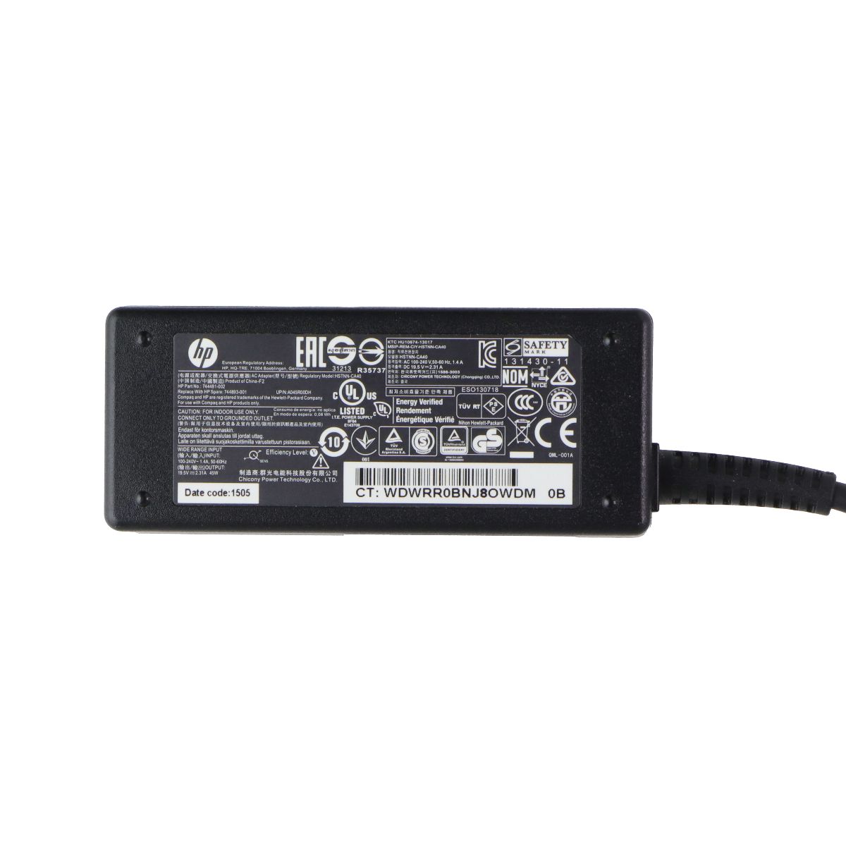 HP 45W Laptop AC Power Adapter HSTNN-CA40/Big Barrel - Black Computer Accessories - Laptop Power Adapters/Chargers HP - Simple Cell Bulk Wholesale Pricing - USA Seller