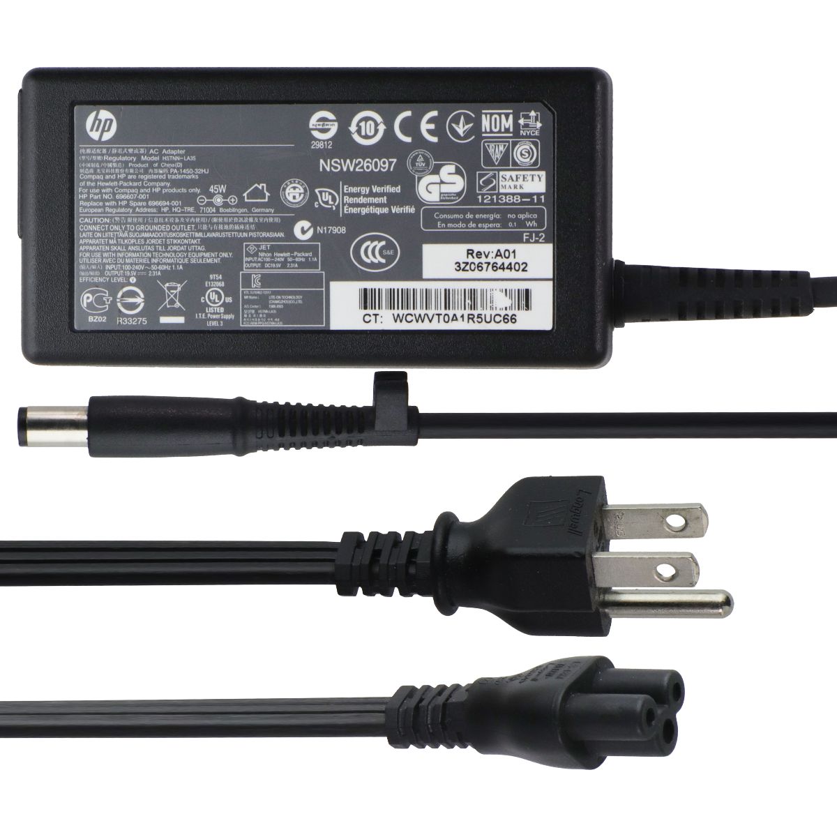 HP 45W Official (19.5V/2.31A) AC Adapter Power Supply - Black (HSTNN-LA35) Multipurpose Batteries & Power - Multipurpose AC to DC Adapters HP - Simple Cell Bulk Wholesale Pricing - USA Seller