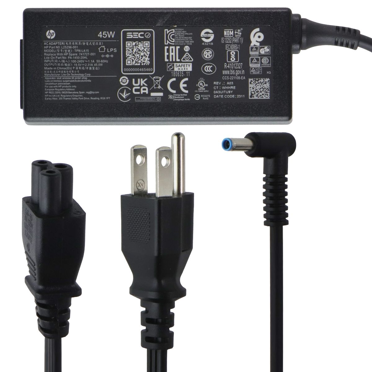 HP 45W (19.5V/2.31A) Laptop AC Adapter (TPN-LA15) - Black Computer Accessories - Laptop Power Adapters/Chargers HP - Simple Cell Bulk Wholesale Pricing - USA Seller