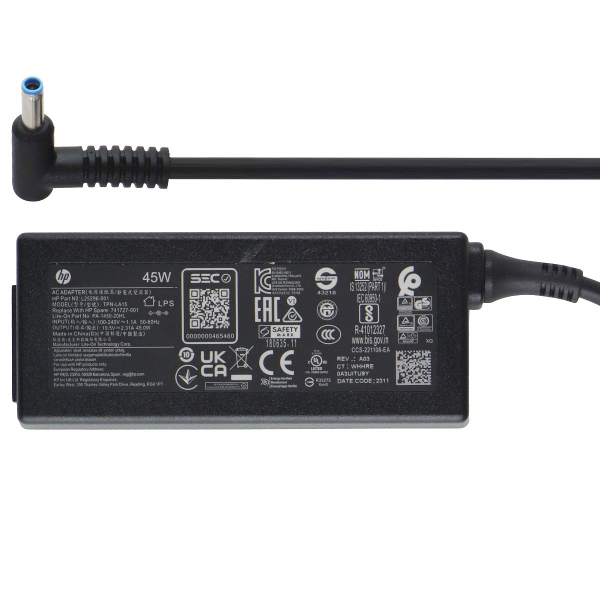 HP 45W (19.5V/2.31A) Laptop AC Adapter (TPN-LA15) - Black Computer Accessories - Laptop Power Adapters/Chargers HP - Simple Cell Bulk Wholesale Pricing - USA Seller