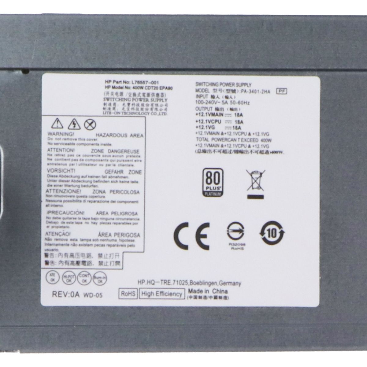 HP 400W Power Supply PSU for HP ProDesk (PA-3401-2HA) Computer Parts - Power Supplies HP - Simple Cell Bulk Wholesale Pricing - USA Seller