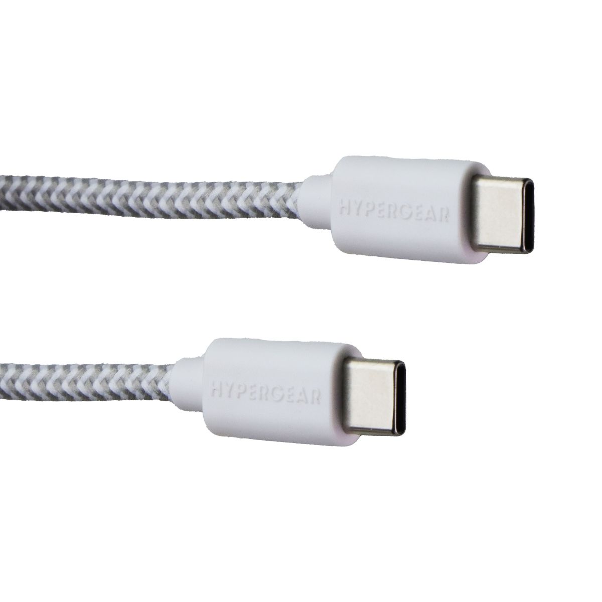 HyperGear 4FT (1.2m) USB-C to USB-C Braided Charge and Sync Cable - White / Gray Cell Phone - Cables & Adapters HyperGear - Simple Cell Bulk Wholesale Pricing - USA Seller