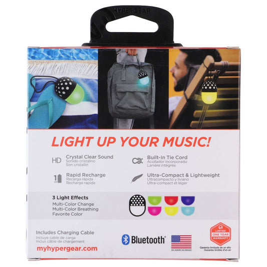 HyperGear Go-Glo Splashproof IPX4 Light-Up Bluetooth Speaker - Black & RGB