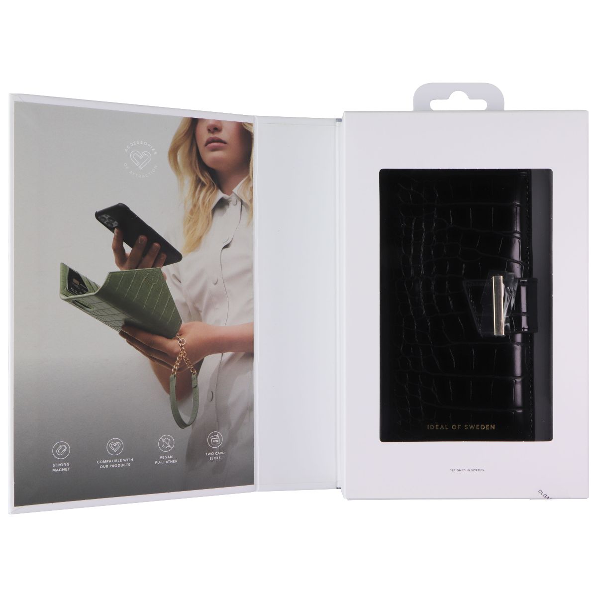 iDeal of Sweden Cora Phone Wallet for Apple iPhone 13 - Jet Black Croco Cell Phone - Cases, Covers & Skins iDeal of Sweden - Simple Cell Bulk Wholesale Pricing - USA Seller