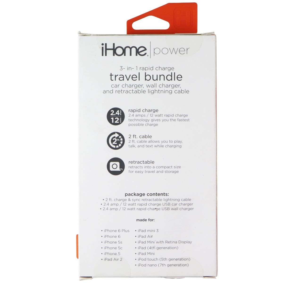 iHome Power 3-in-1 Rapid Charge Travel Bundle (12W) - Black Cell Phone - Accessory Bundles iHome - Simple Cell Bulk Wholesale Pricing - USA Seller