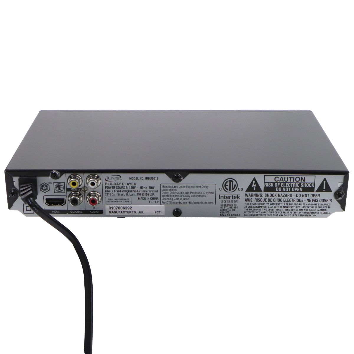 iLive Blu-Ray DVD Player with Remote Control - Black (IDBU601B) Home Multimedia - DVD & Blu - ray Players iLive - Simple Cell Bulk Wholesale Pricing - USA Seller