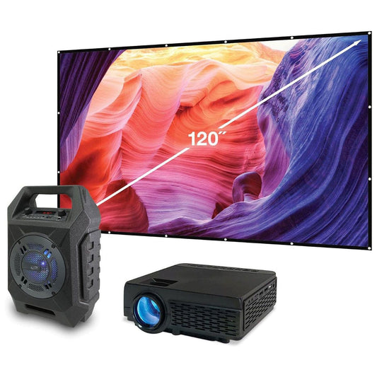 iLive Pop-Up Movie Theater Kit - Screen/Projector/Speaker (THE2021BDL) TV, Video & Home Audio - Home Theater Projectors iLive - Simple Cell Bulk Wholesale Pricing - USA Seller