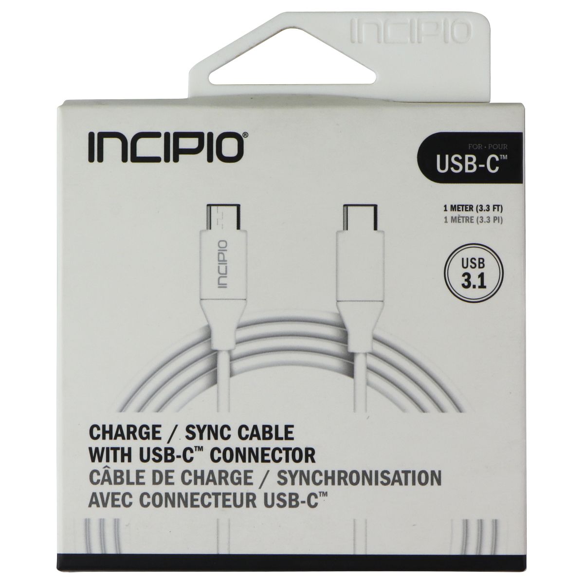 Incipio (1m/3.3 Foot) USB-C 3.1 to USB-C Charge/Sync Cable - White Cell Phone - Cables & Adapters Incipio - Simple Cell Bulk Wholesale Pricing - USA Seller