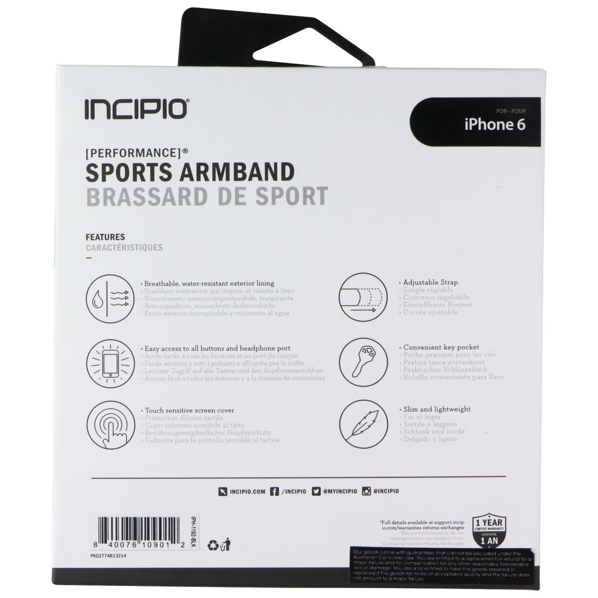 Incipio Performance Sport Armband for Apple iPhone 6/6s (4.7-in Devices) - Black Cell Phone - Armbands Incipio - Simple Cell Bulk Wholesale Pricing - USA Seller