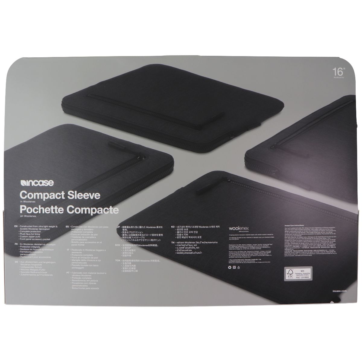 Incase Compact Woolenex Sleeve for MacBook Pro (16-in) - Graphite Computer Accessories - Laptop Cases & Bags Incase - Simple Cell Bulk Wholesale Pricing - USA Seller