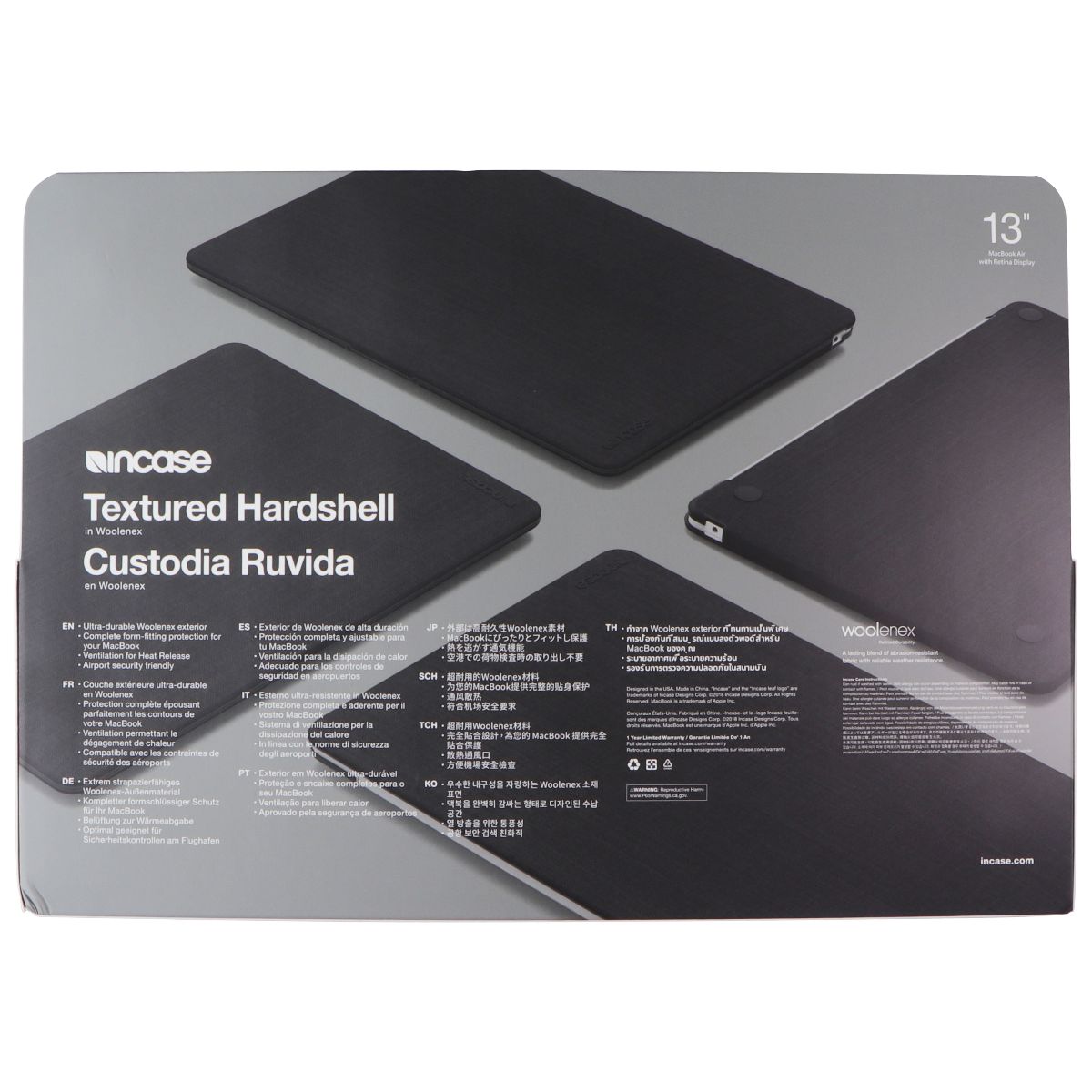 Incase Textured Hardshell Case for MacBook Air 13-in (2018-2022) - Graphite Computer Accessories - Laptop Cases & Bags Incase - Simple Cell Bulk Wholesale Pricing - USA Seller