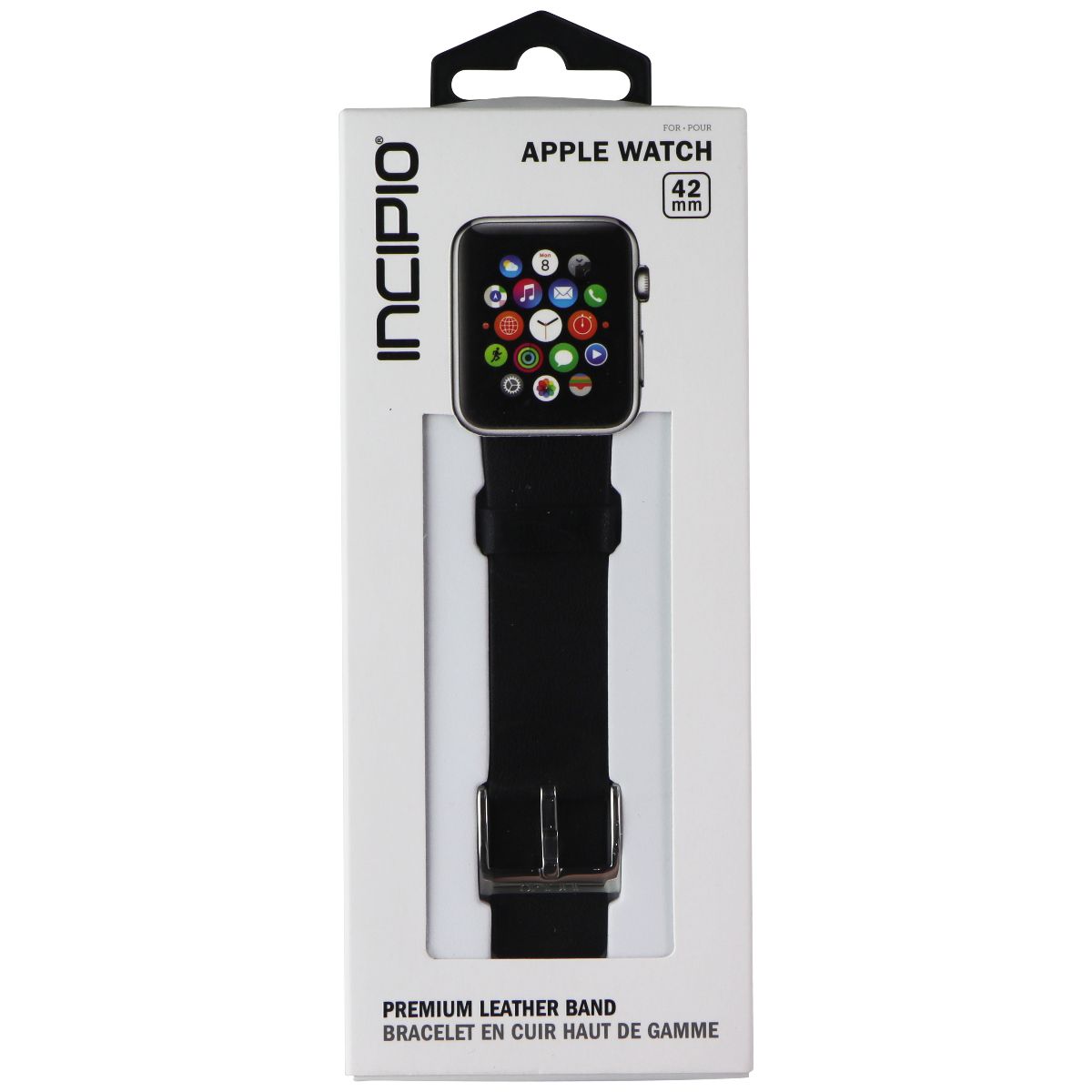 Incipio Premium Leather Apple Watch Band (42mm) - Black / Silver Smart Watch Accessories - Watch Bands Incipio - Simple Cell Bulk Wholesale Pricing - USA Seller