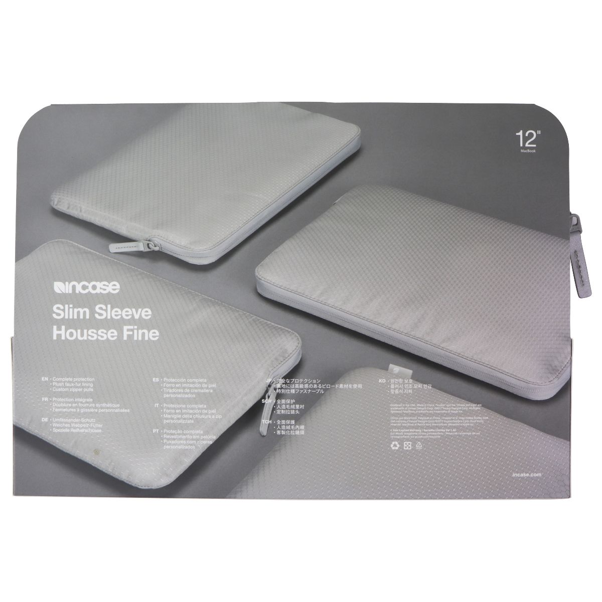 Incase Slim Sleeve Laptop Sleeve for 12-in MacBook (2017) - Silver Computer Accessories - Laptop Cases & Bags Incase - Simple Cell Bulk Wholesale Pricing - USA Seller