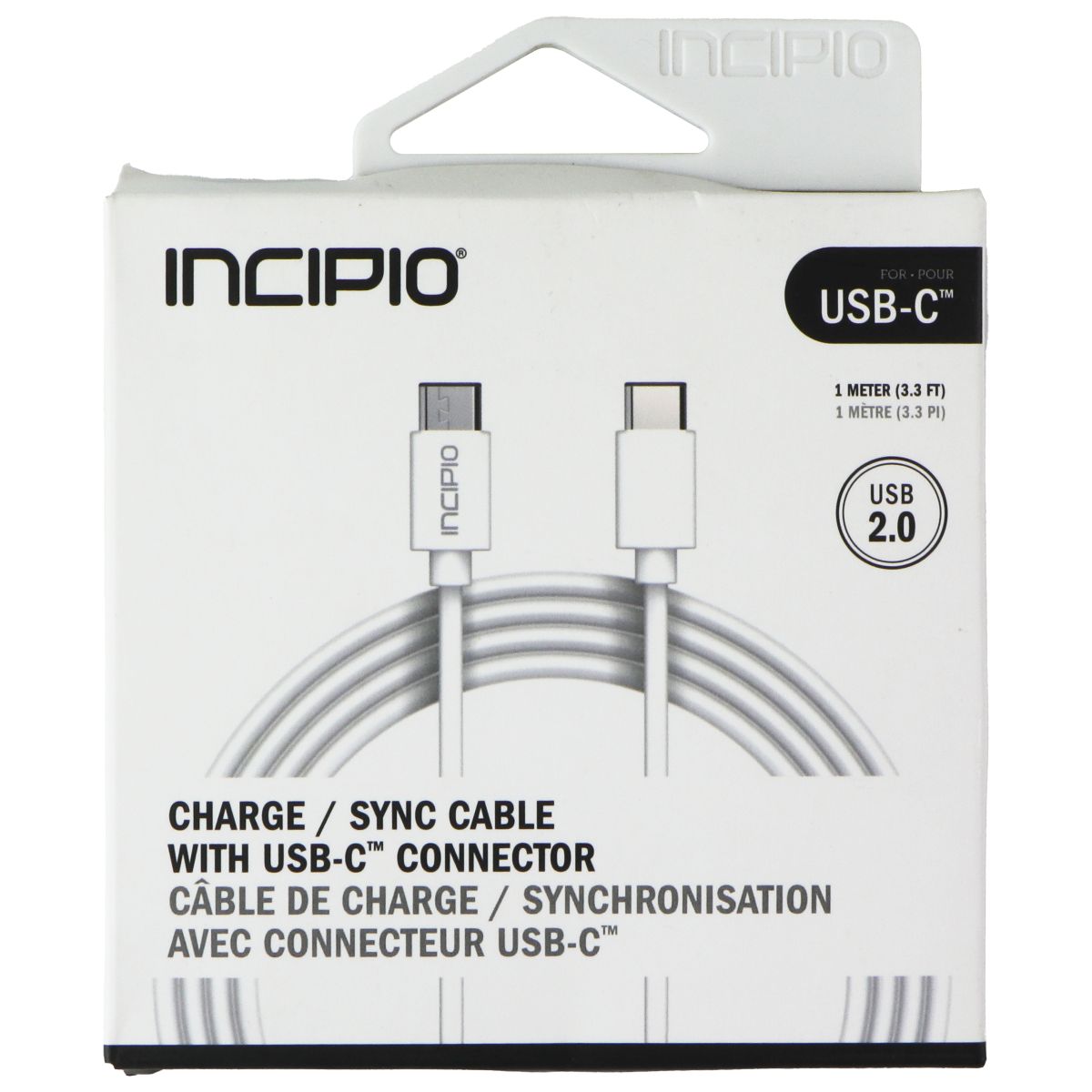Incipio (1m/3.3-Ft) USB-C 2.0 to USB-C Charge/Sync Cable - White Cell Phone - Cables & Adapters Incipio - Simple Cell Bulk Wholesale Pricing - USA Seller