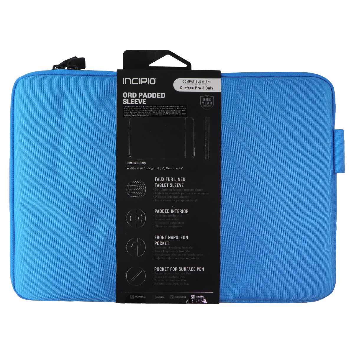 Incipio ORD Padded Sleeve Case for Microsoft Surface Pro 4 / Pro 3 - Cyan Blue iPad/Tablet Accessories - Cases, Covers, Keyboard Folios Incipio - Simple Cell Bulk Wholesale Pricing - USA Seller