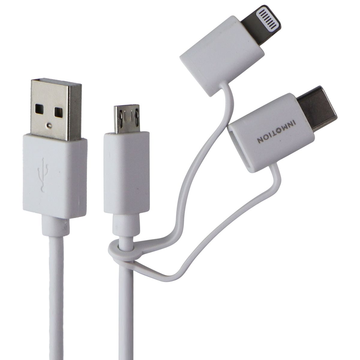 InMotion (3.3-Ft) Multi-Tip Micro-USB to USB-A Charge/Sync Cable - White Cell Phone - Cables & Adapters InMotion - Simple Cell Bulk Wholesale Pricing - USA Seller