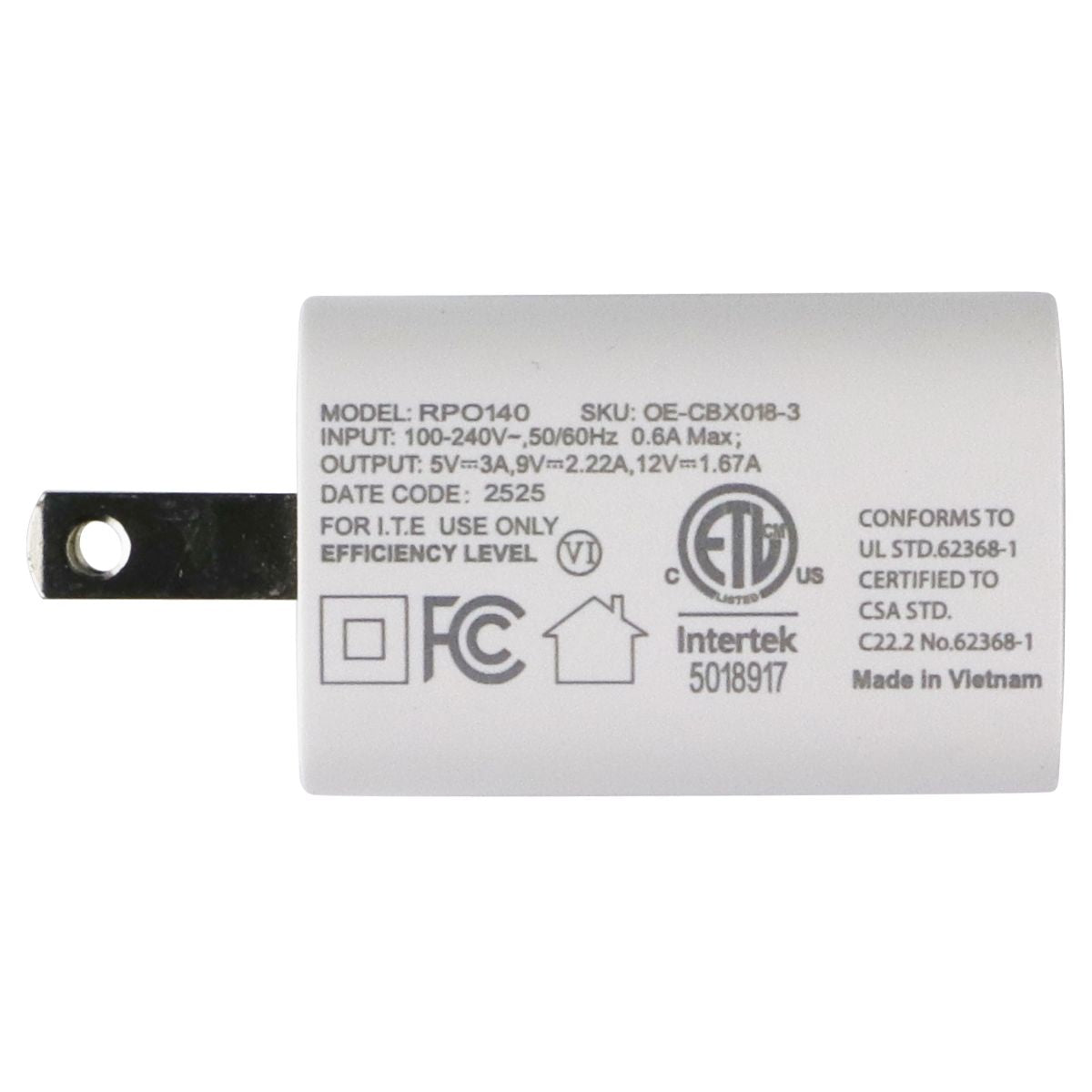 Generic (5V/3A) Single Port USB-C Wall Charger Adapter - White (RPO140) Cell Phone - Cables & Adapters Generic - Simple Cell Bulk Wholesale Pricing - USA Seller