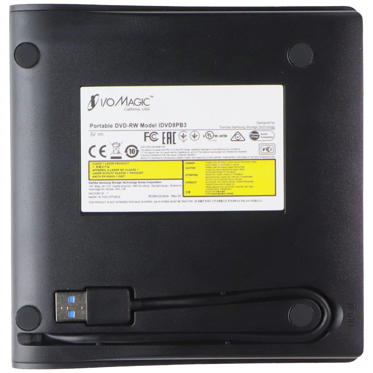 I/OMagic (8x) Ultra Slim Portable USB 3.0 DVD-RW Drive - Black (IDVD8PB)