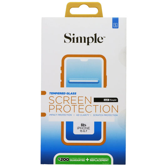 Simple Tempered Glass Screen Protector for Apple iPhone 15 Pro Max Cell Phone - Screen Protectors Simple - Simple Cell Bulk Wholesale Pricing - USA Seller