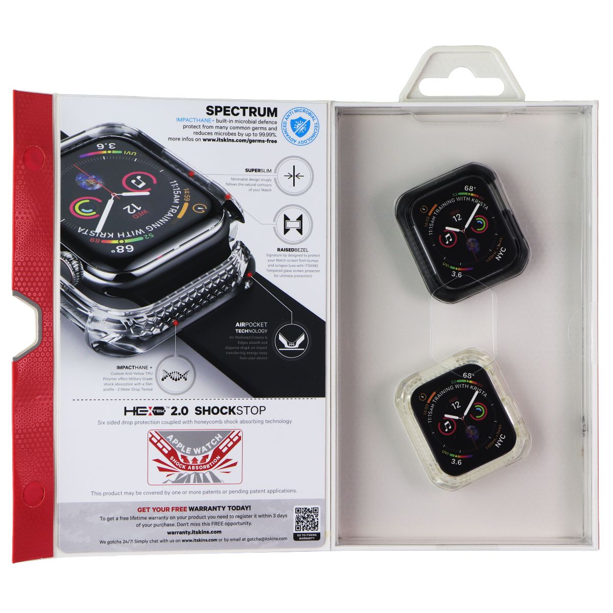 ITSKINS Spectrum Case for Apple Watch Series 4 (44mm) - Clear & Smoke (2 Pack)