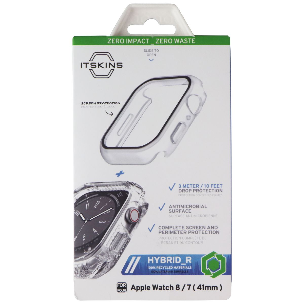 ITSKINS Hybrid R 360 Case for Apple Watch 8/7 (41mm) - Clear (Transparent) Smart Watch Accessories - Smart Watch Cases ITSKINS - Simple Cell Bulk Wholesale Pricing - USA Seller