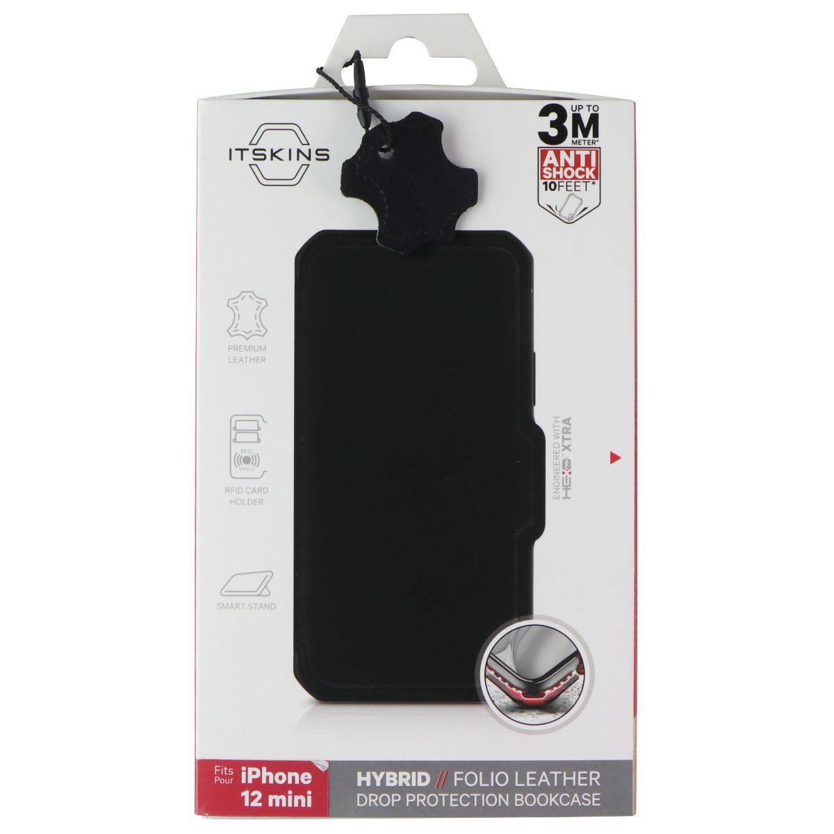 ITSKINS Hybrid // Folio Leather Wallet Case for Apple iPhone 12 Mini - Black Cell Phone - Cases, Covers & Skins ITSKINS - Simple Cell Bulk Wholesale Pricing - USA Seller
