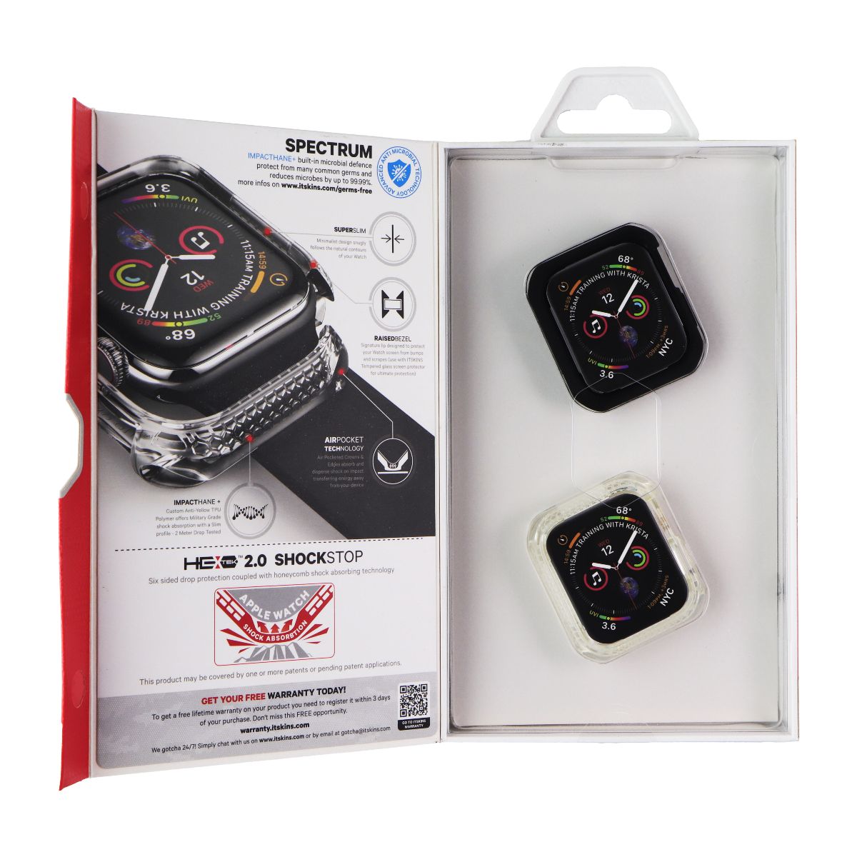 ITSKINS Spectrum Case (44mm) for Apple Watch Series 4 - Black & Clear (2 Pack)