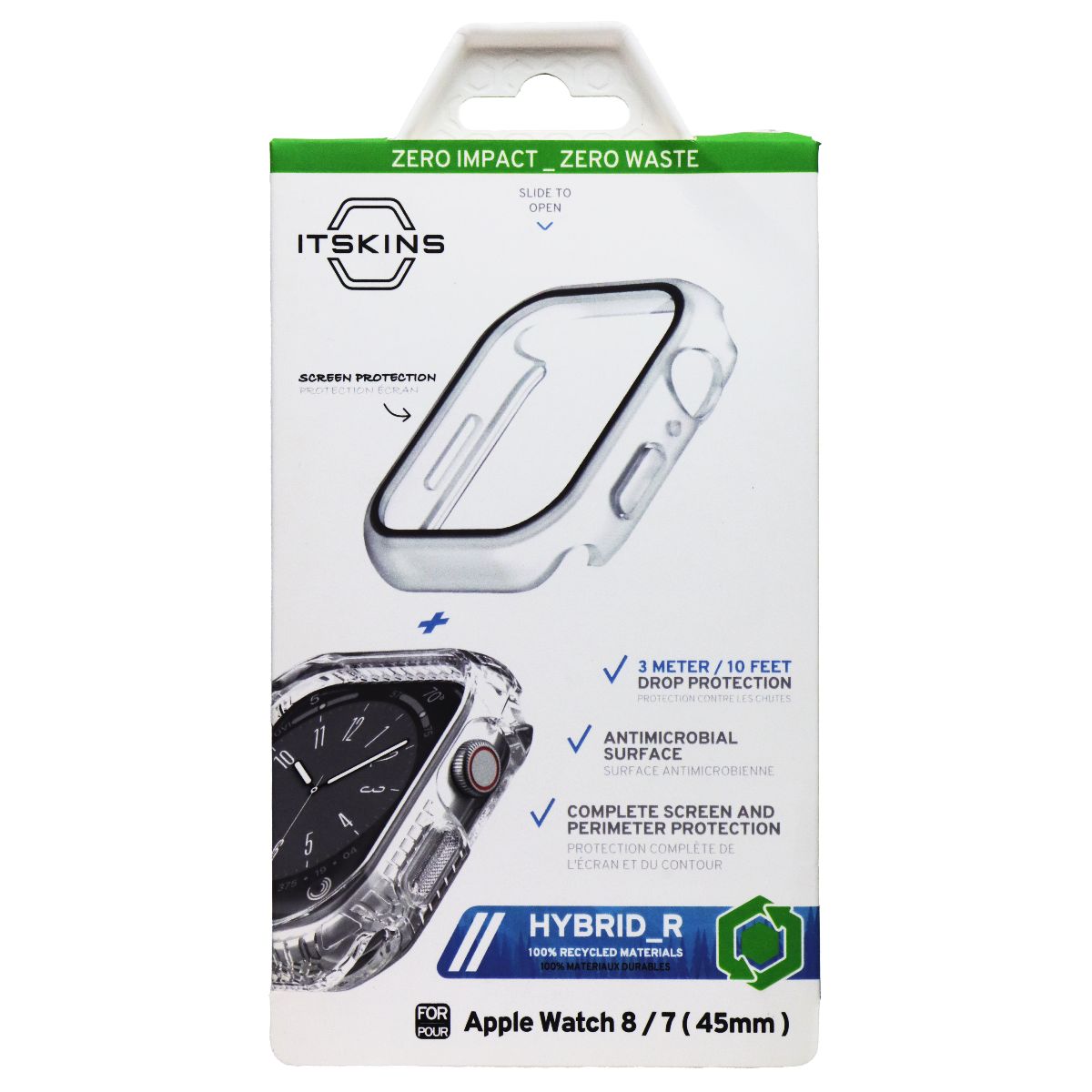 ITSKINS Hybrid_R Case (360 Protection) for Apple Watch 8/7 (45mm) - Clear Smart Watch Accessories - Smart Watch Cases ITSKINS - Simple Cell Bulk Wholesale Pricing - USA Seller