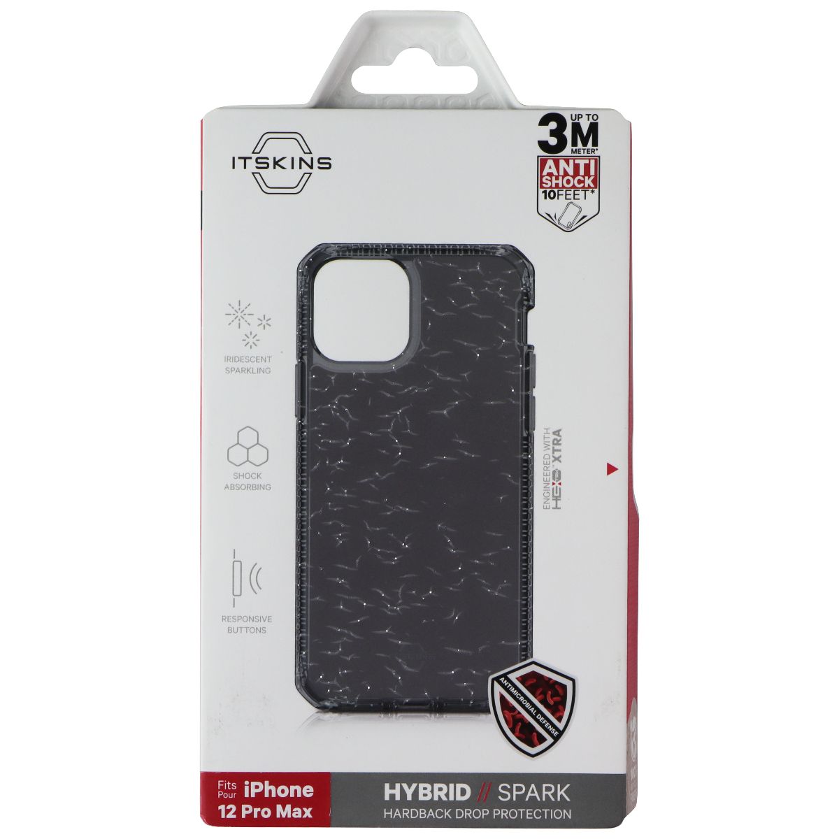 ITSKINS Hybrid // Spark Series Case for Apple iPhone 12 Pro Max - Sparkle Smoke Cell Phone - Cases, Covers & Skins ITSKINS - Simple Cell Bulk Wholesale Pricing - USA Seller