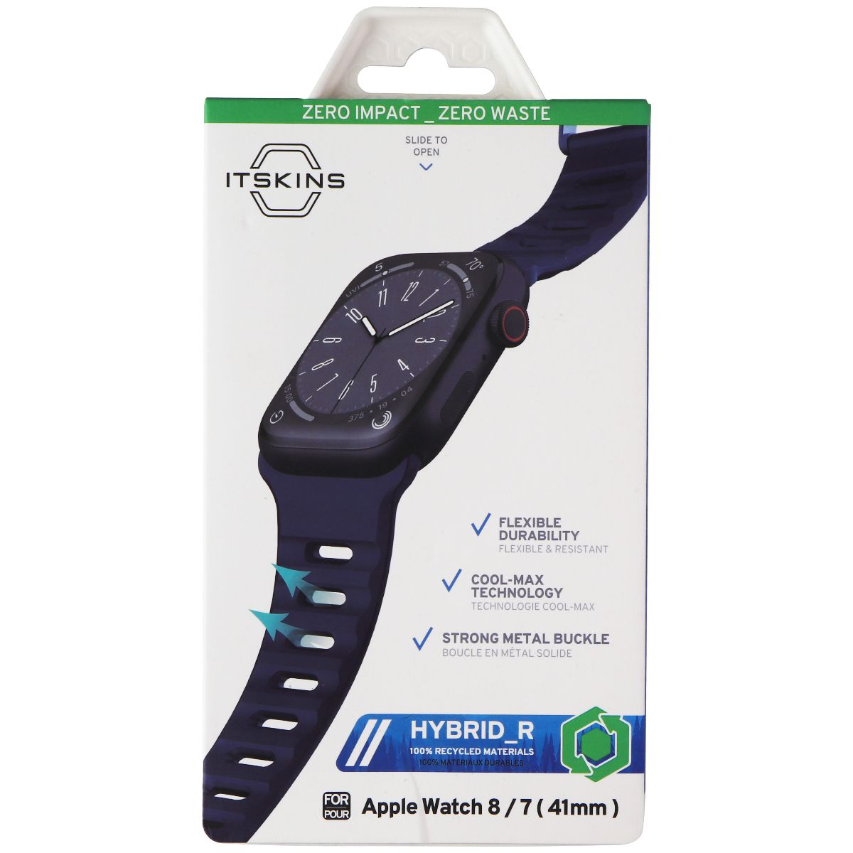 ITSKINS Hybrid_R Silicone Watch Band for Apple Watch 8 / 7 (41mm) - Navy Blue Smart Watch Accessories - Watch Bands ITSKINS    - Simple Cell Bulk Wholesale Pricing - USA Seller