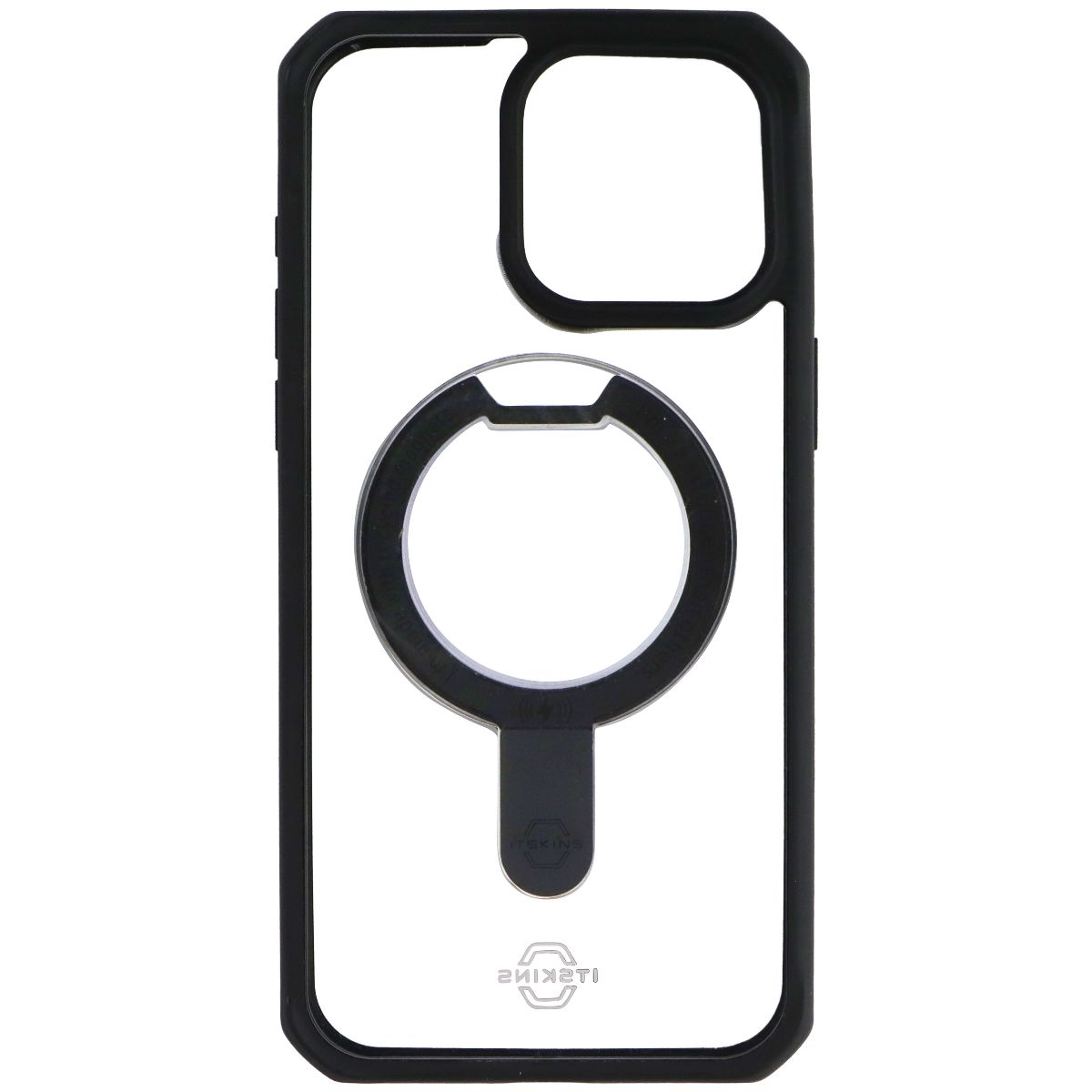 ITSKINS Hybrid_R // Stand Case for MagSafe for iPhone 15 Pro Max - Black/Clear