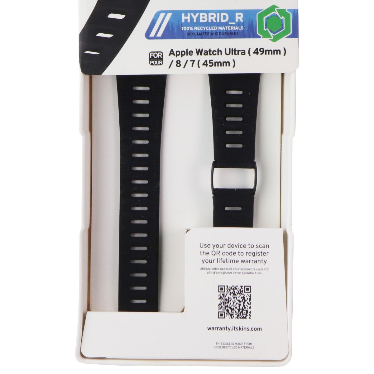 ITSKINS Hybrid_R Silicone Band for Apple Watch Ultra(49mm)/8/7(45mm) - Black Smart Watch Accessories - Watch Bands ITSKINS - Simple Cell Bulk Wholesale Pricing - USA Seller