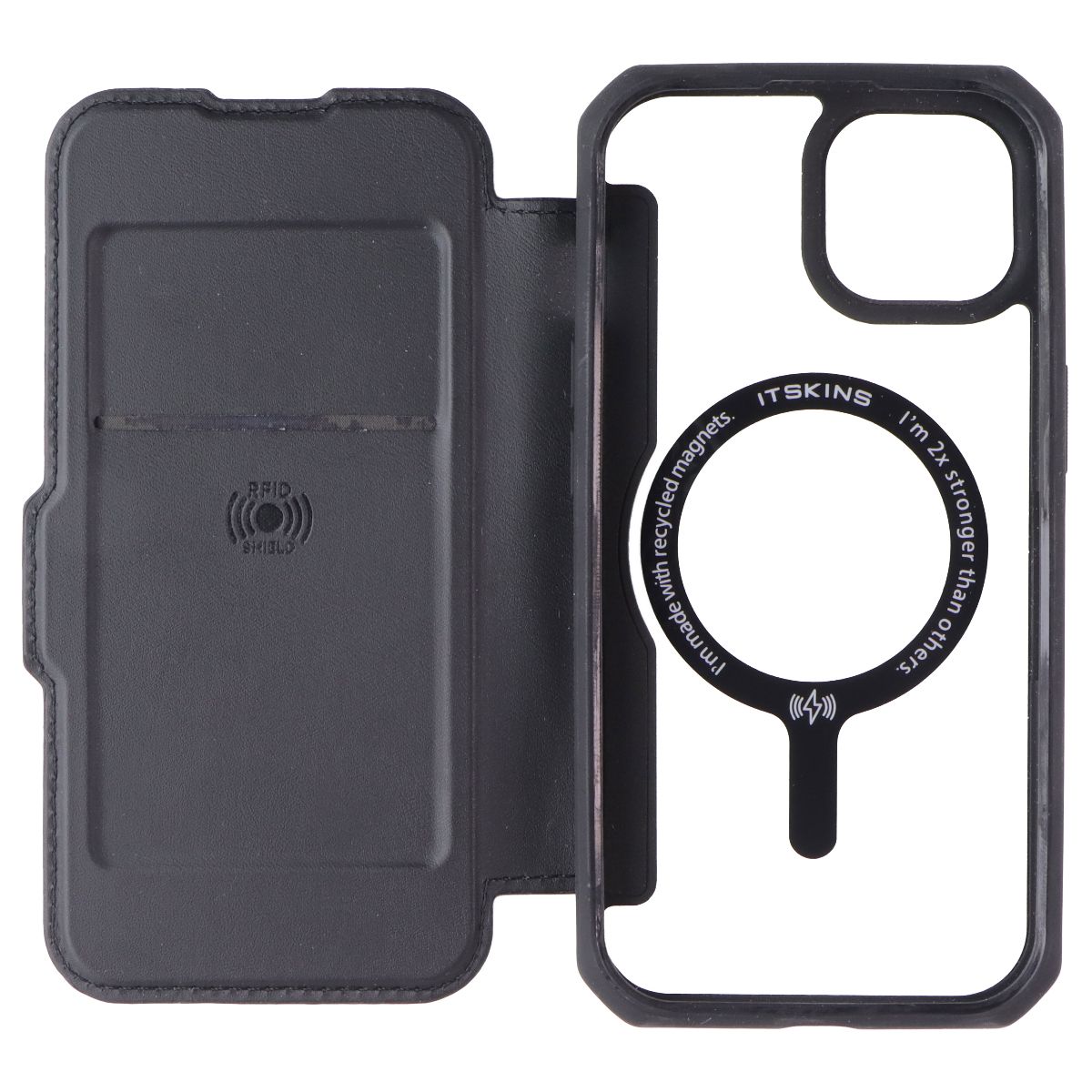 ITSKINS Hybrid_R // MagFolio Case for MagSafe for Apple iPhone 15 - Black