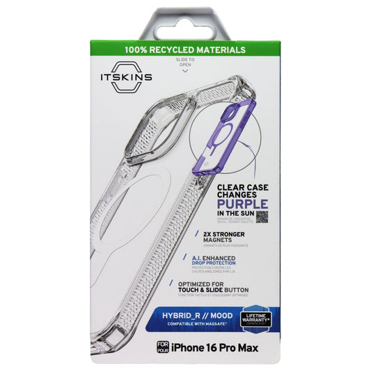 ITSKINS Hybrid_R Mood Case for MagSafe for Apple iPhone 16 Pro Max- Clear/Purple