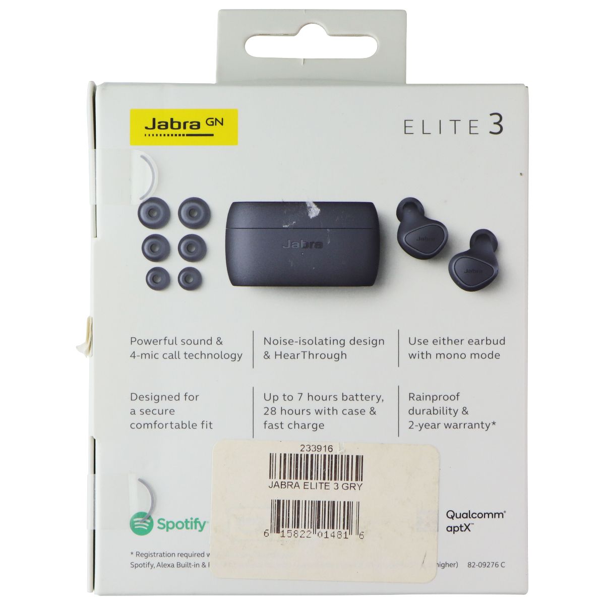 Jabra Elite 3 Noise-Isolating Wireless Earbuds and Charge Case - Dark Gray Portable Audio - Headphones Jabra - Simple Cell Bulk Wholesale Pricing - USA Seller