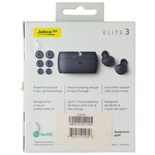 Jabra Elite 3 Noise-Isolating Wireless Earbuds and Charge Case - Dark Gray Portable Audio - Headphones Jabra - Simple Cell Bulk Wholesale Pricing - USA Seller