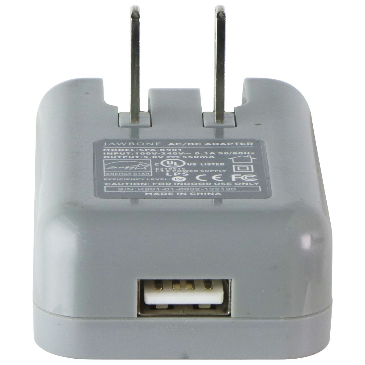 Jawbone (SPA-K901) 5V 550mA AC Adapter for USB Devices - Gray Cell Phone - Cables & Adapters Jawbone - Simple Cell Bulk Wholesale Pricing - USA Seller