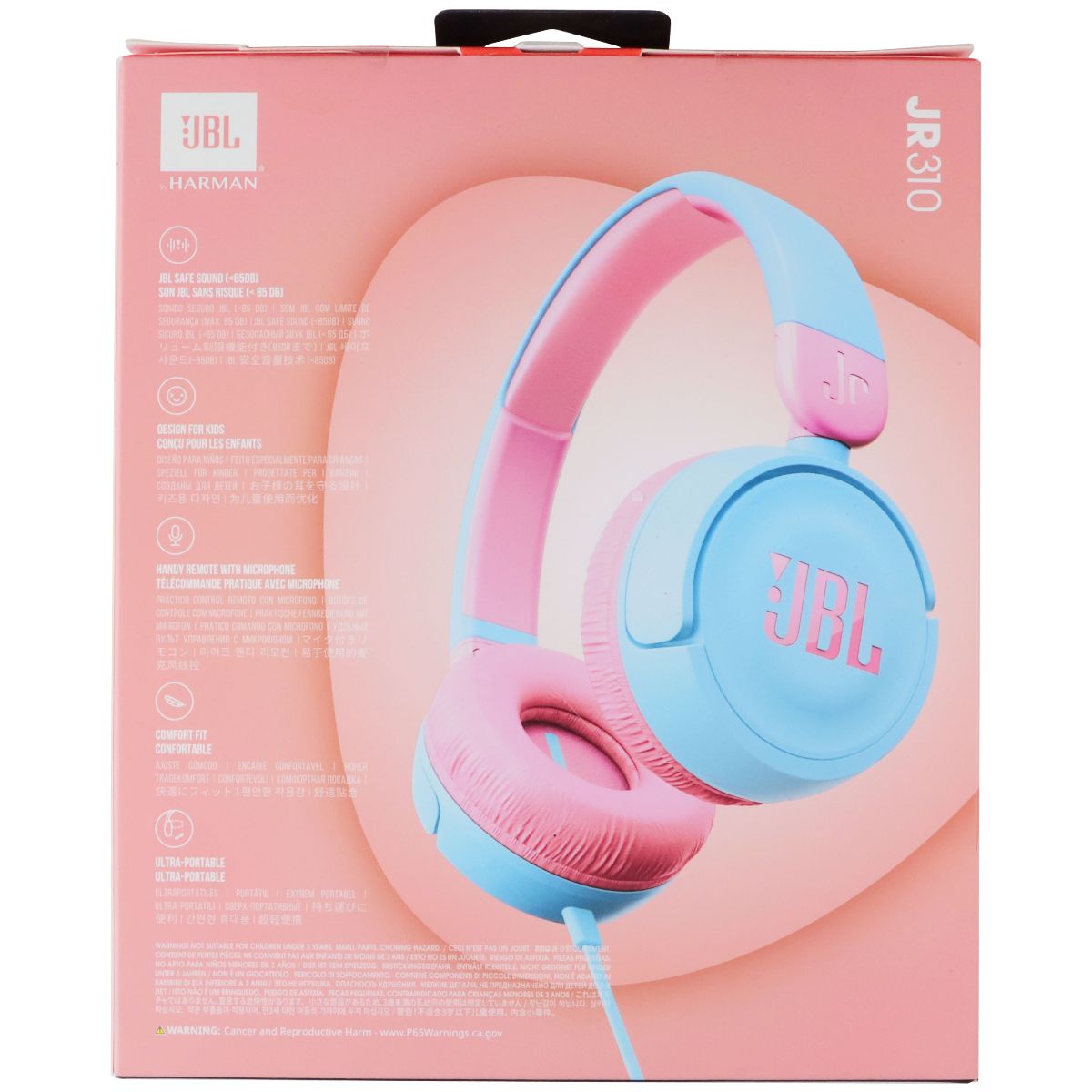 JBL JR310 Kids On-Ear Wired 3.5mm Headphones - Blue (JBLJR310BLUAM)